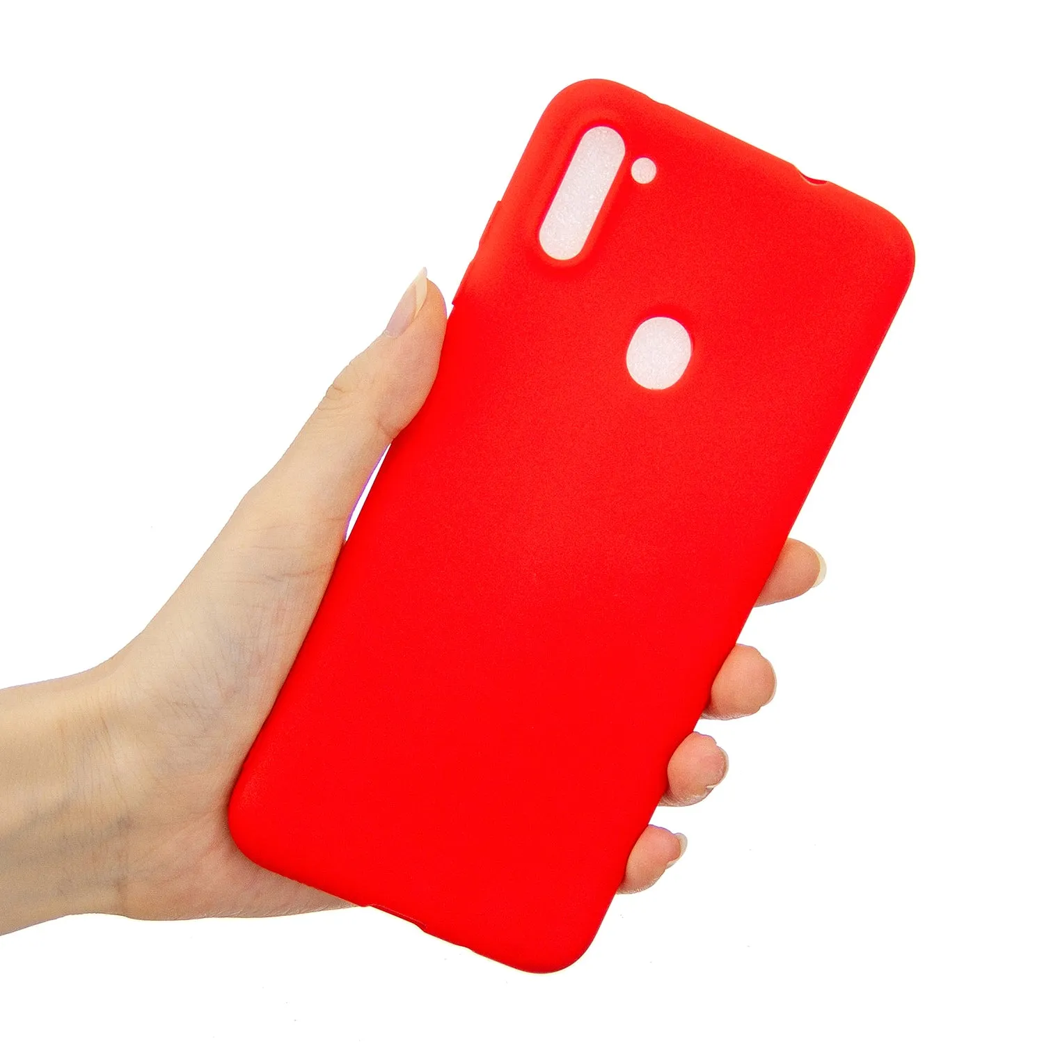 For Samsung A01/ A11/A21/A41/A51/A71/A81/A91 Mobile Phone Case Lovely Candy Color Matte TPU Anti-scratch Non-slip Protective Cover Back Case 4 red