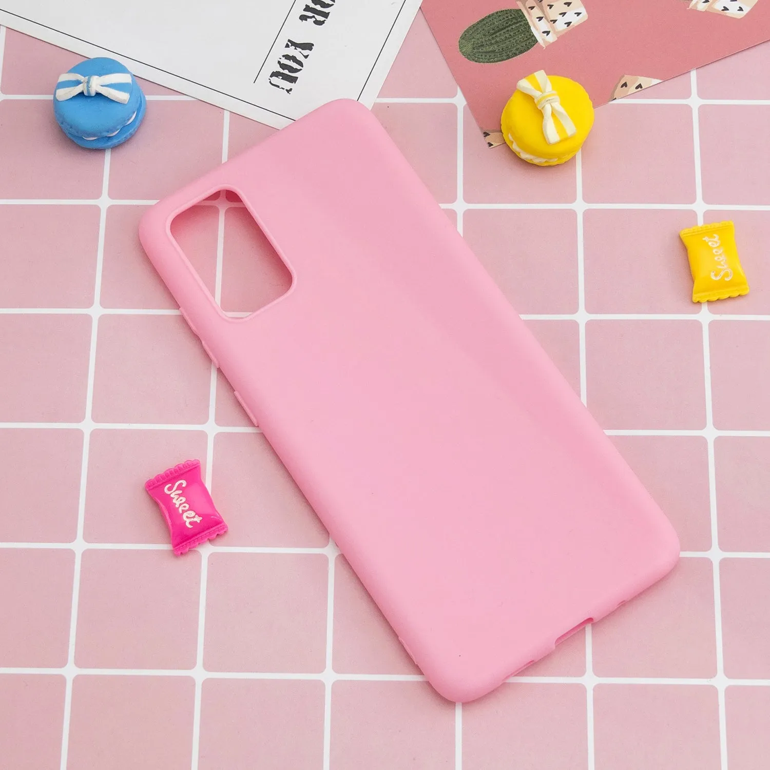 For Samsung A01/ A11/A21/A41/A51/A71/A81/A91 Mobile Phone Case Lovely Candy Color Matte TPU Anti-scratch Non-slip Protective Cover Back Case 5 dark pink