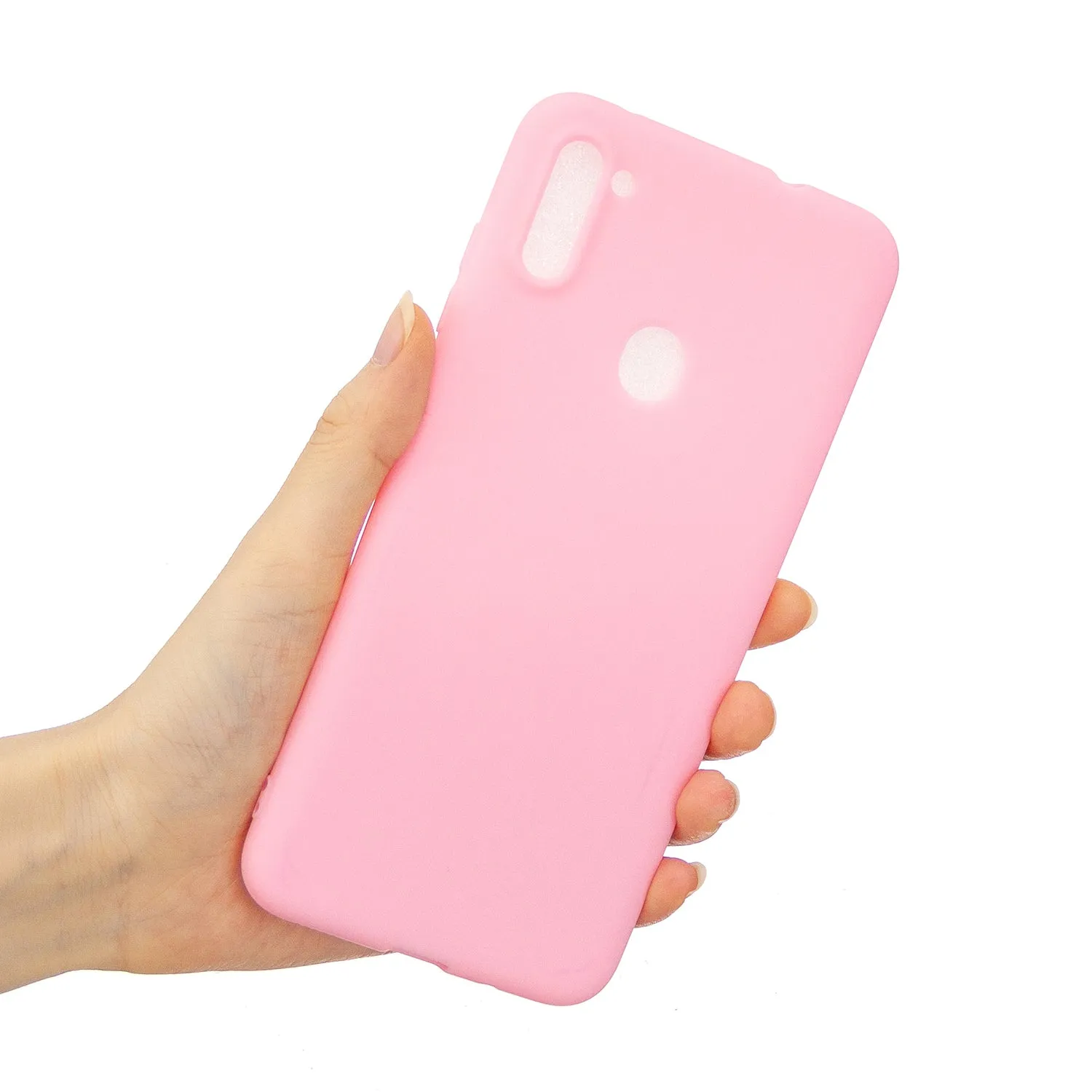 For Samsung A01/ A11/A21/A41/A51/A71/A81/A91 Mobile Phone Case Lovely Candy Color Matte TPU Anti-scratch Non-slip Protective Cover Back Case 5 dark pink
