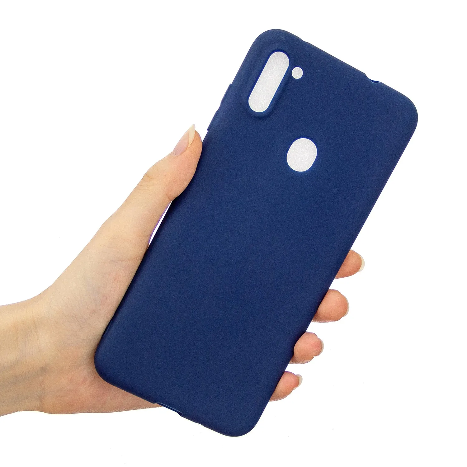 For Samsung A01/ A11/A21/A41/A51/A71/A81/A91 Mobile Phone Case Lovely Candy Color Matte TPU Anti-scratch Non-slip Protective Cover Back Case 7 royal blue