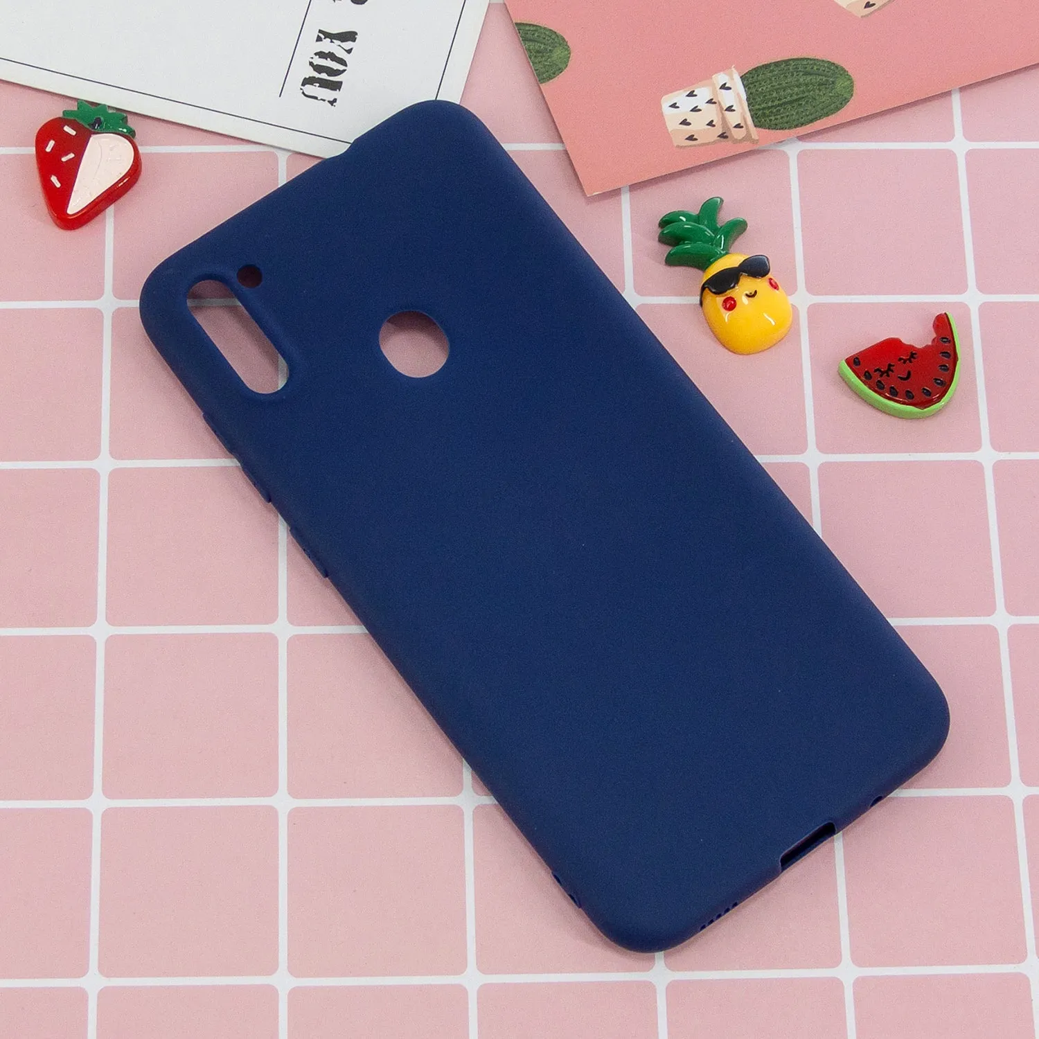 For Samsung A01/ A11/A21/A41/A51/A71/A81/A91 Mobile Phone Case Lovely Candy Color Matte TPU Anti-scratch Non-slip Protective Cover Back Case 7 royal blue