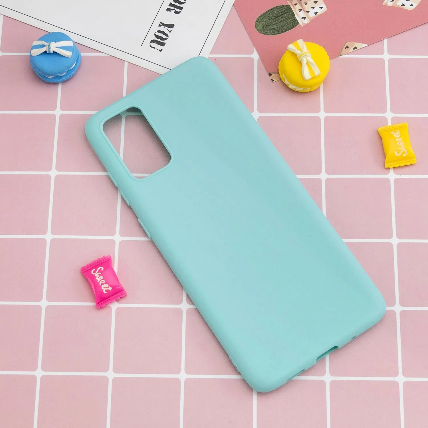 For Samsung A01/ A11/A21/A41/A51/A71/A81/A91 Mobile Phone Case Lovely Candy Color Matte TPU Anti-scratch Non-slip Protective Cover Back Case 8 light blue
