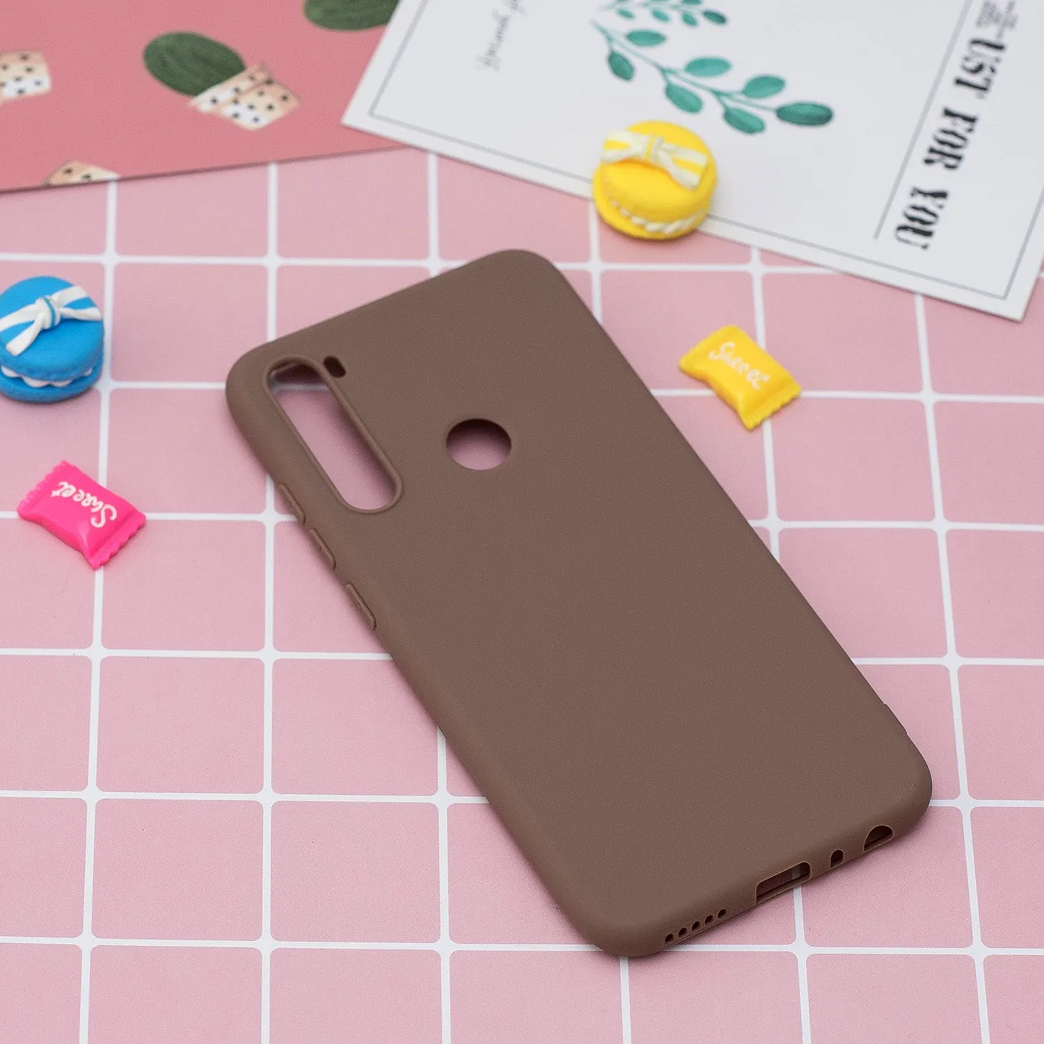 For Samsung A01/ A11/A21/A41/A51/A71/A81/A91 Mobile Phone Case Lovely Candy Color Matte TPU Anti-scratch Non-slip Protective Cover Back Case 9 brown