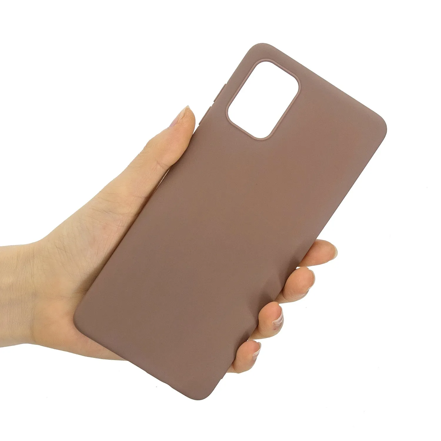 For Samsung A01/ A11/A21/A41/A51/A71/A81/A91 Mobile Phone Case Lovely Candy Color Matte TPU Anti-scratch Non-slip Protective Cover Back Case 9 brown