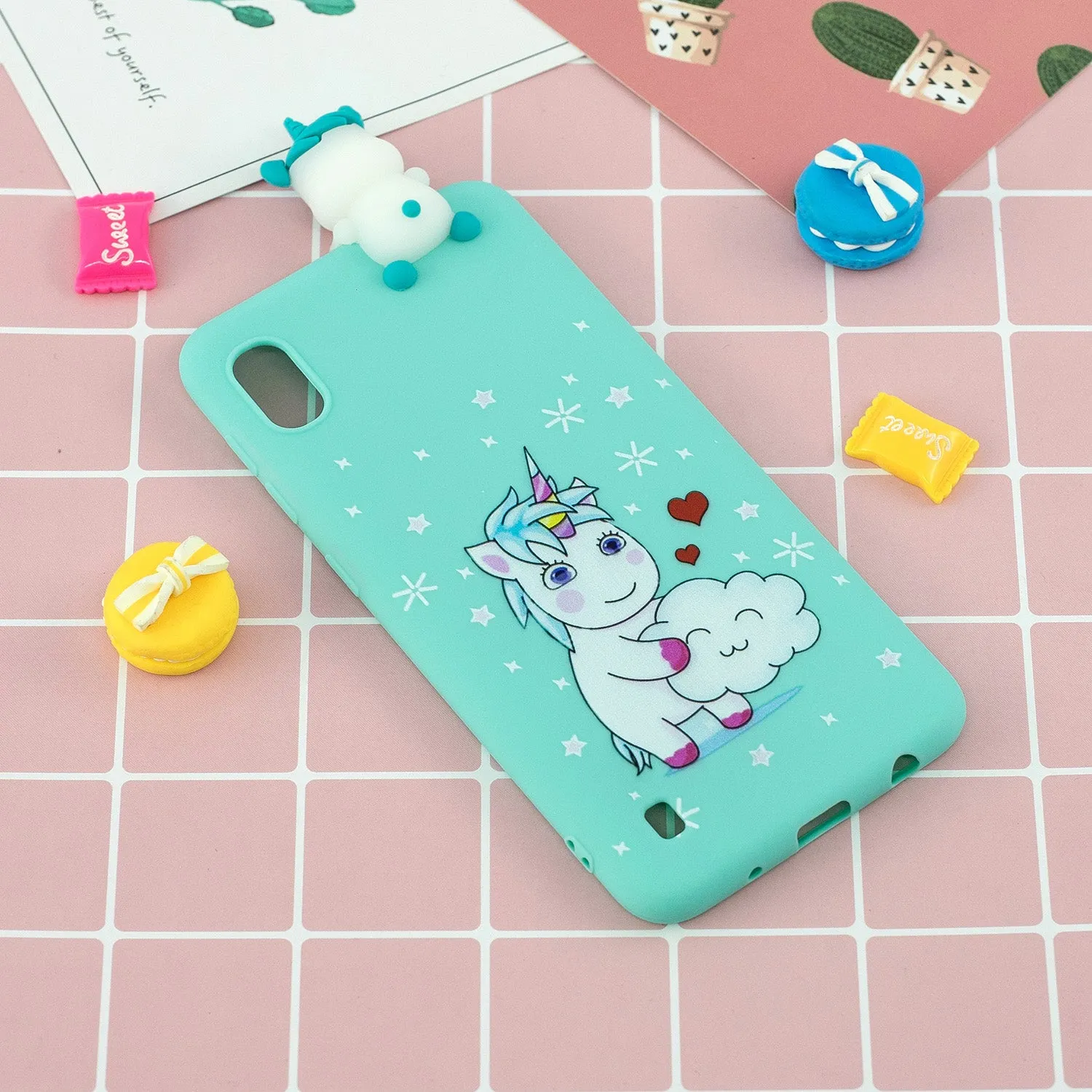 For Samsung A01 Soft TPU Case Back Cover 3D Cartoon Painting Mobile Phone Shell Love Unicorn