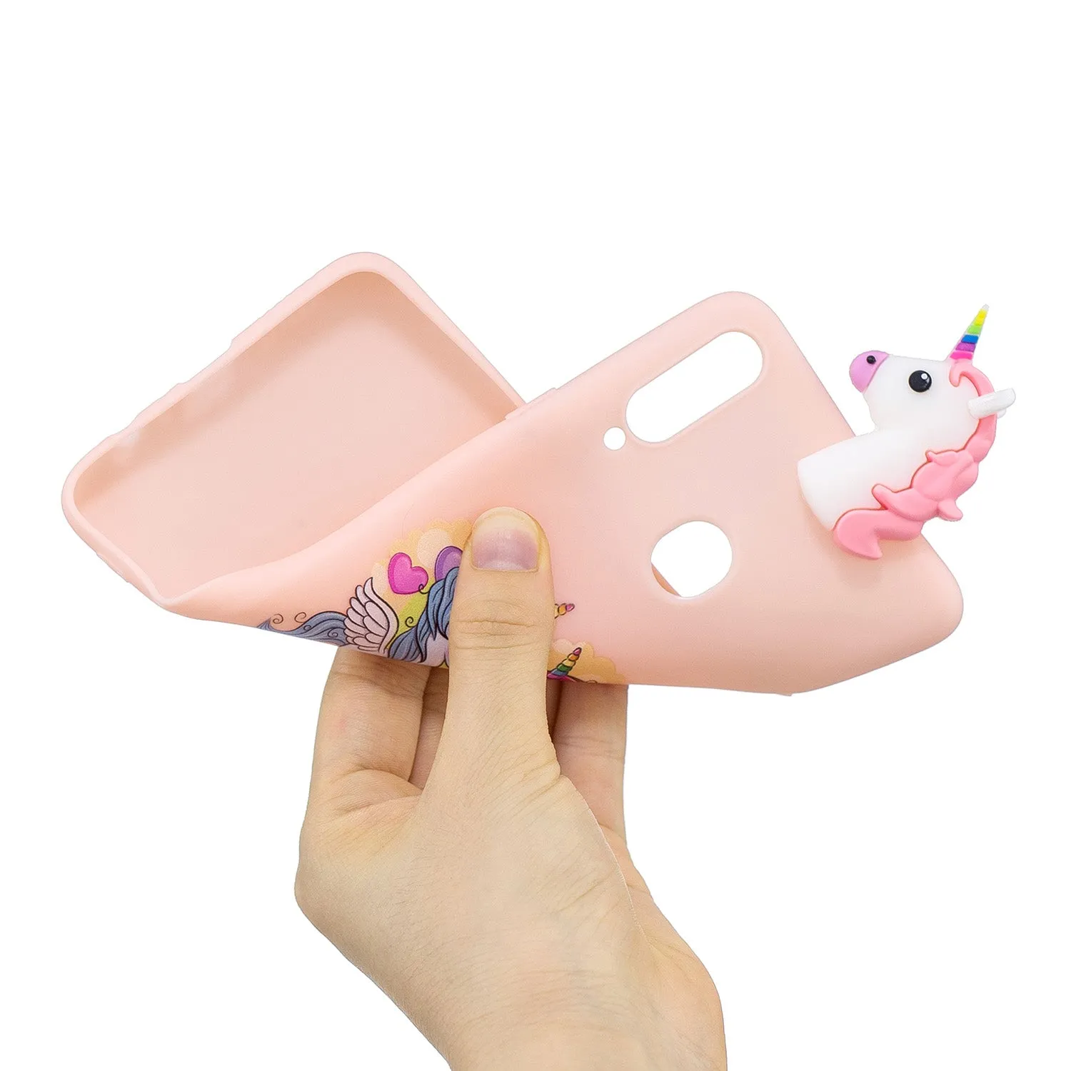 For Samsung A10S A20S Color Painting 3D Cartoon Animal Full Protective Soft TPU Mobile Phone Case Light pink