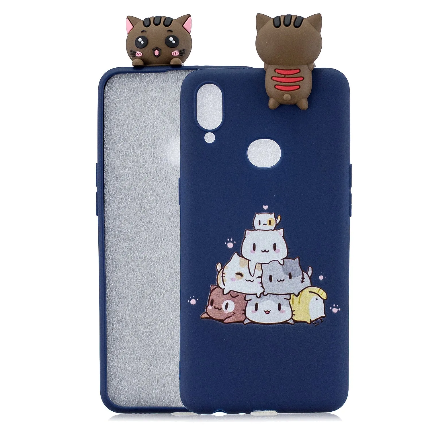 For Samsung A10S A20S Color Painting 3D Cartoon Animal Full Protective Soft TPU Mobile Phone Case Light pink