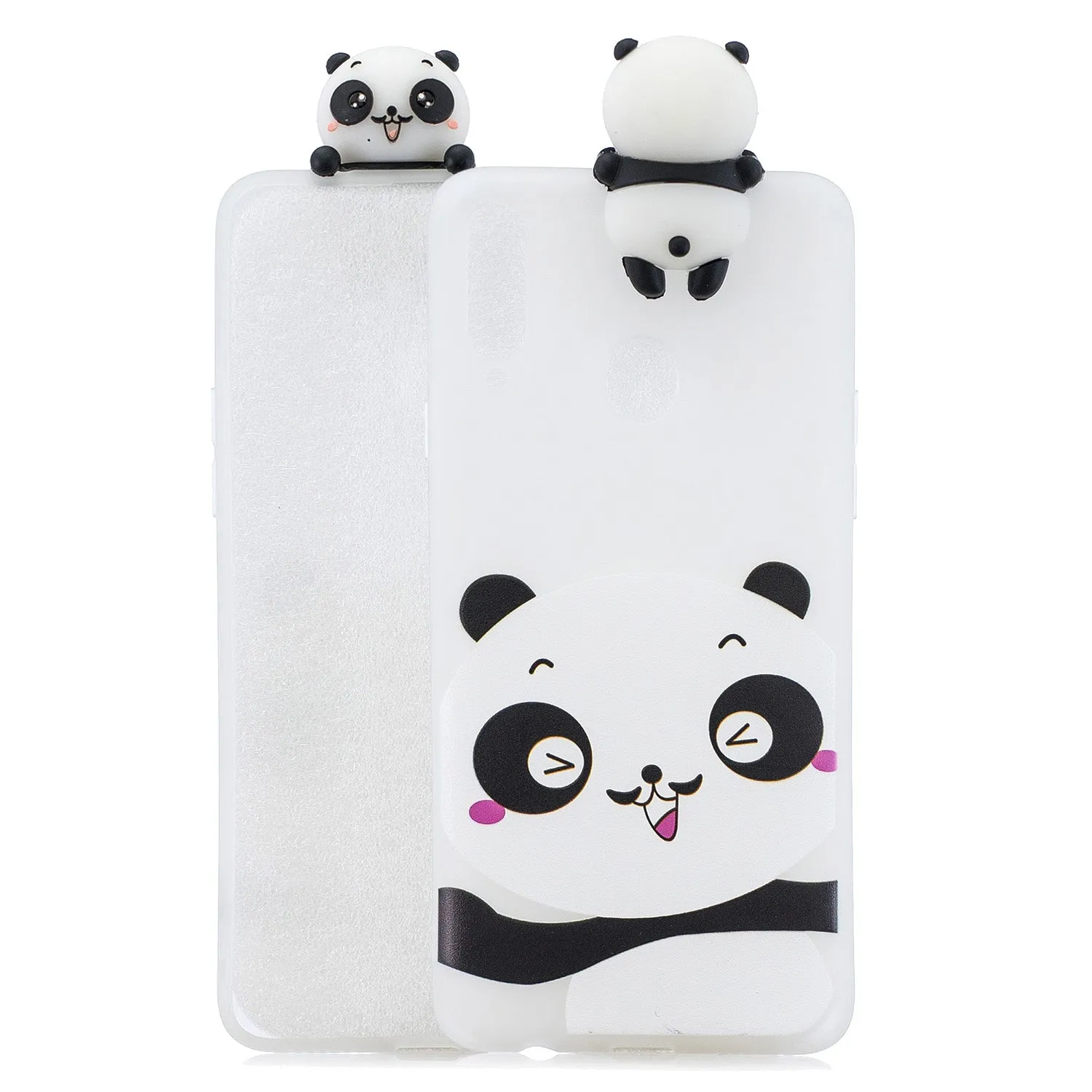 For Samsung A10S A20S Color Painting 3D Cartoon Animal Full Protective Soft TPU Mobile Phone Case white