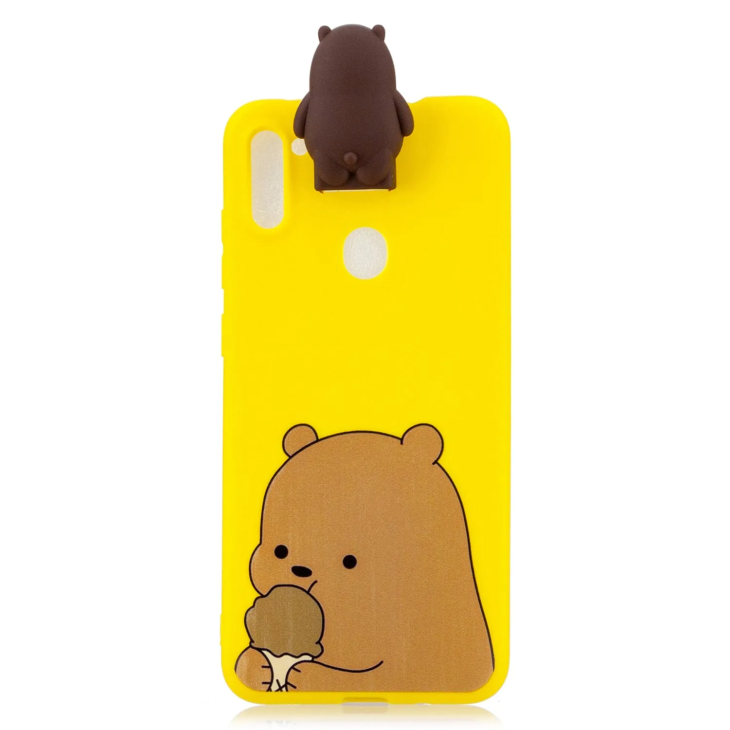 For Samsung A11 Soft TPU Back Cover Cartoon Painting Mobile Phone Case Shell with Bracket big white bear