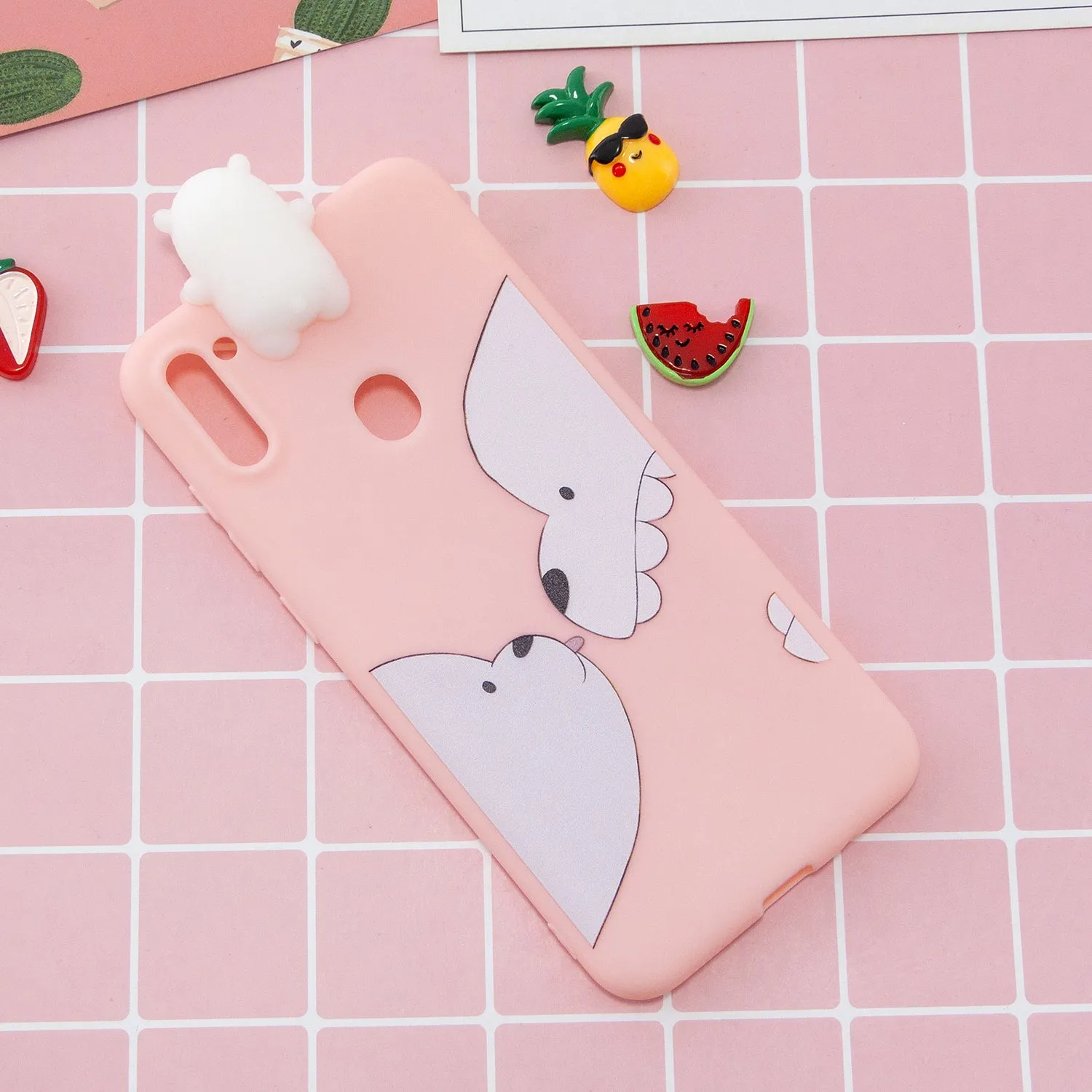 For Samsung A11 TPU Back Cover 3D Cartoon Painting Soft Mobile Phone Case Shell Little pink pig