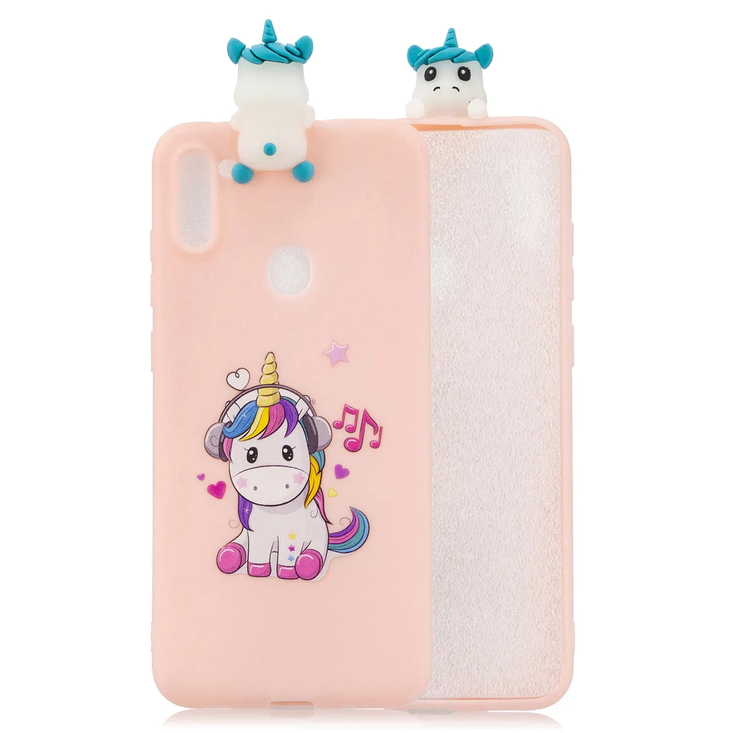 For Samsung A11 TPU Back Cover 3D Cartoon Painting Soft Mobile Phone Case Shell Little pink pig