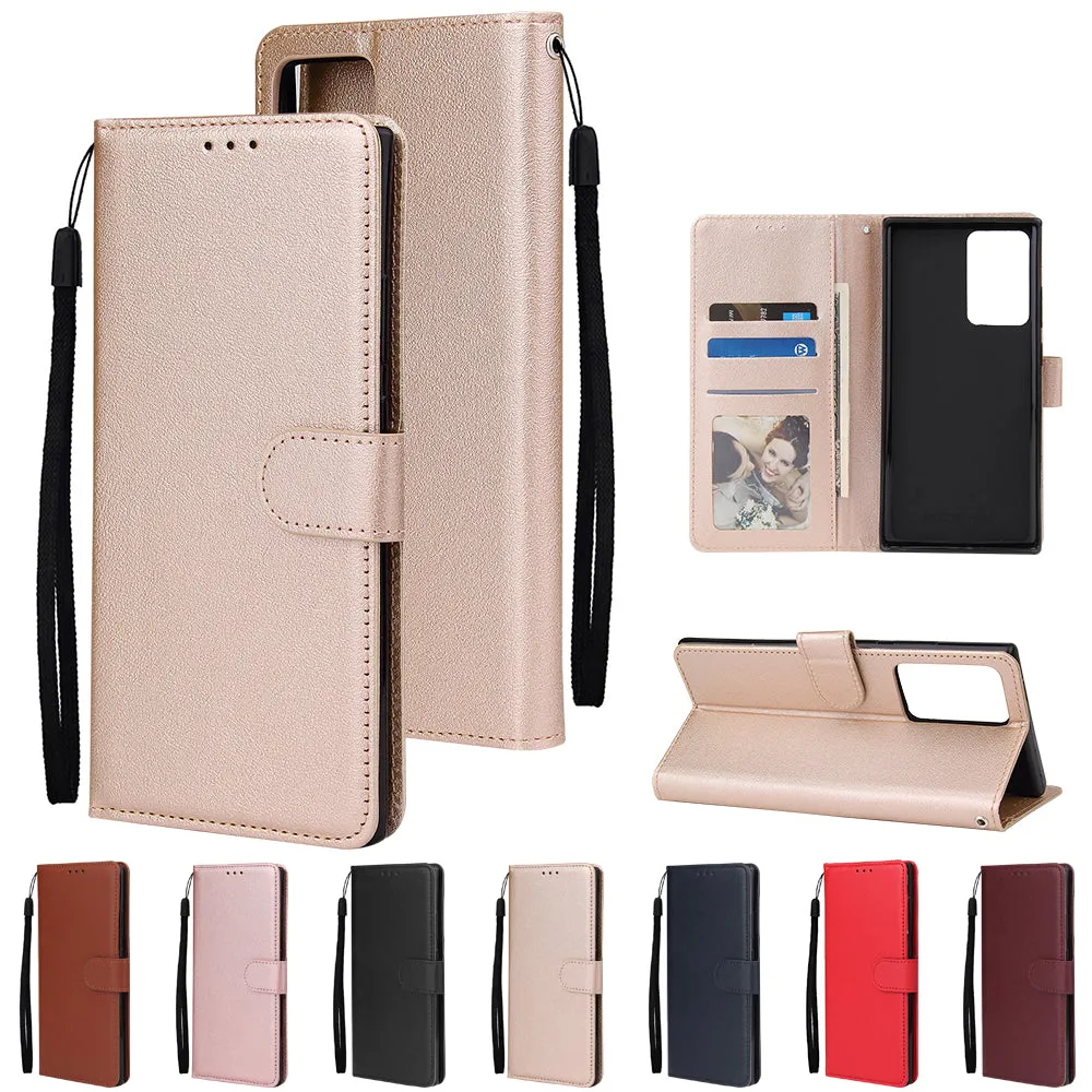 For Samsung Note 20/Note 20 Ultra PU Leather Three-card Photo Frame Front Buckle Mobile Phone shell brown