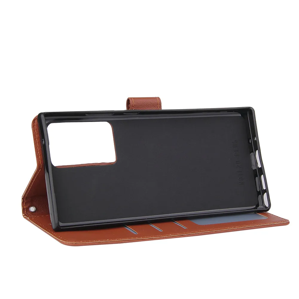 For Samsung Note 20/Note 20 Ultra PU Leather Three-card Photo Frame Front Buckle Mobile Phone shell brown