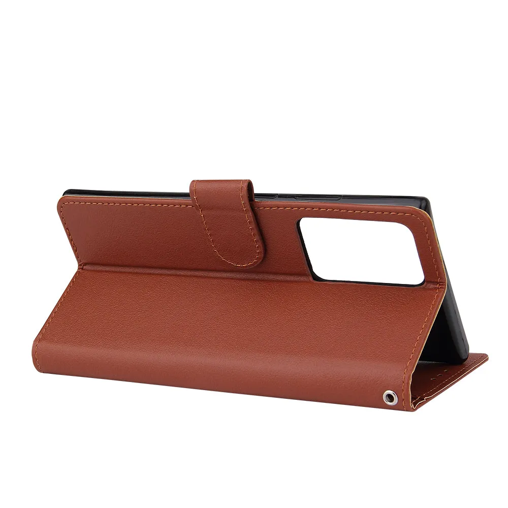 For Samsung Note 20/Note 20 Ultra PU Leather Three-card Photo Frame Front Buckle Mobile Phone shell brown