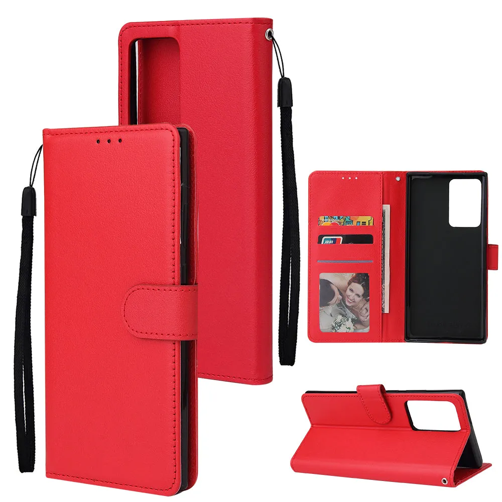 For Samsung Note 20/Note 20 Ultra PU Leather Three-card Photo Frame Front Buckle Mobile Phone shell brown