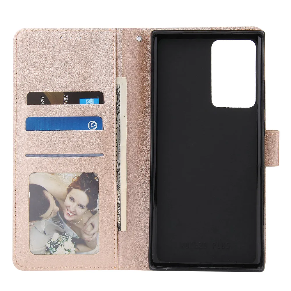 For Samsung Note 20/Note 20 Ultra PU Leather Three-card Photo Frame Front Buckle Mobile Phone shell Golden