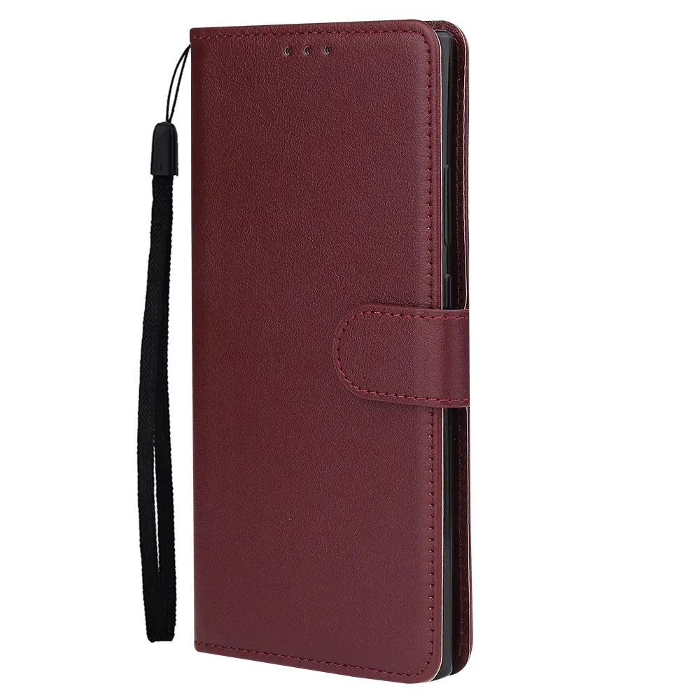 For Samsung Note 20/Note 20 Ultra PU Leather Three-card Photo Frame Front Buckle Mobile Phone shell Red wine