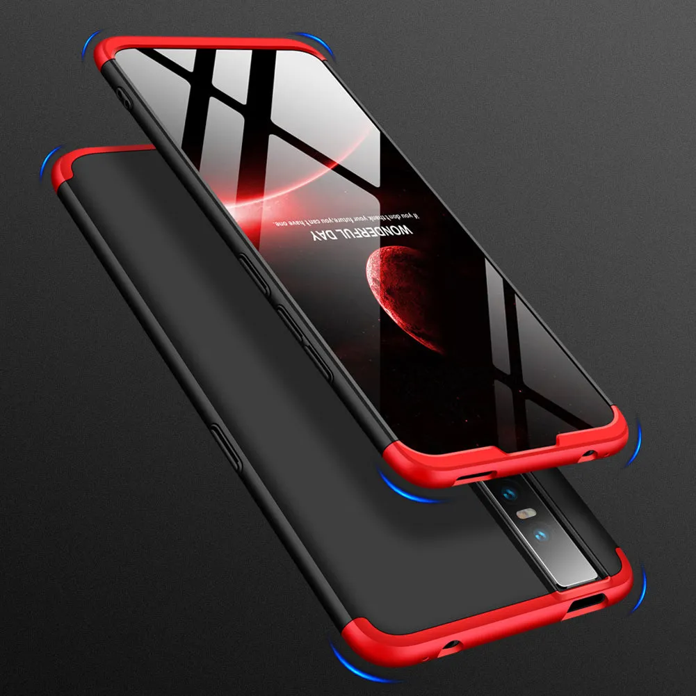For VIVO V15pro Ultra Slim PC Back Cover Non-slip Shockproof 360 Degree Full Protective Case Red black red