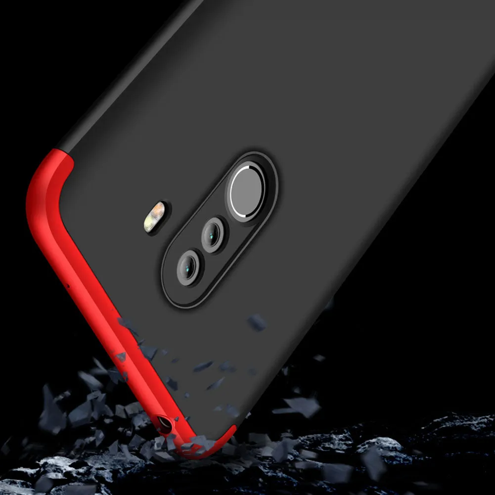 For XIAOMI Pocophone F1 Ultra Slim PC Back Cover Non-slip Shockproof 360 Degree Full Protective Case Red black red