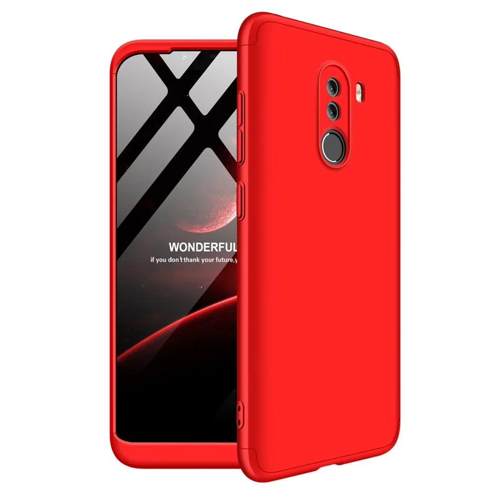 For XIAOMI Pocophone F1 Ultra Slim PC Back Cover Non-slip Shockproof 360 Degree Full Protective Case Red black red