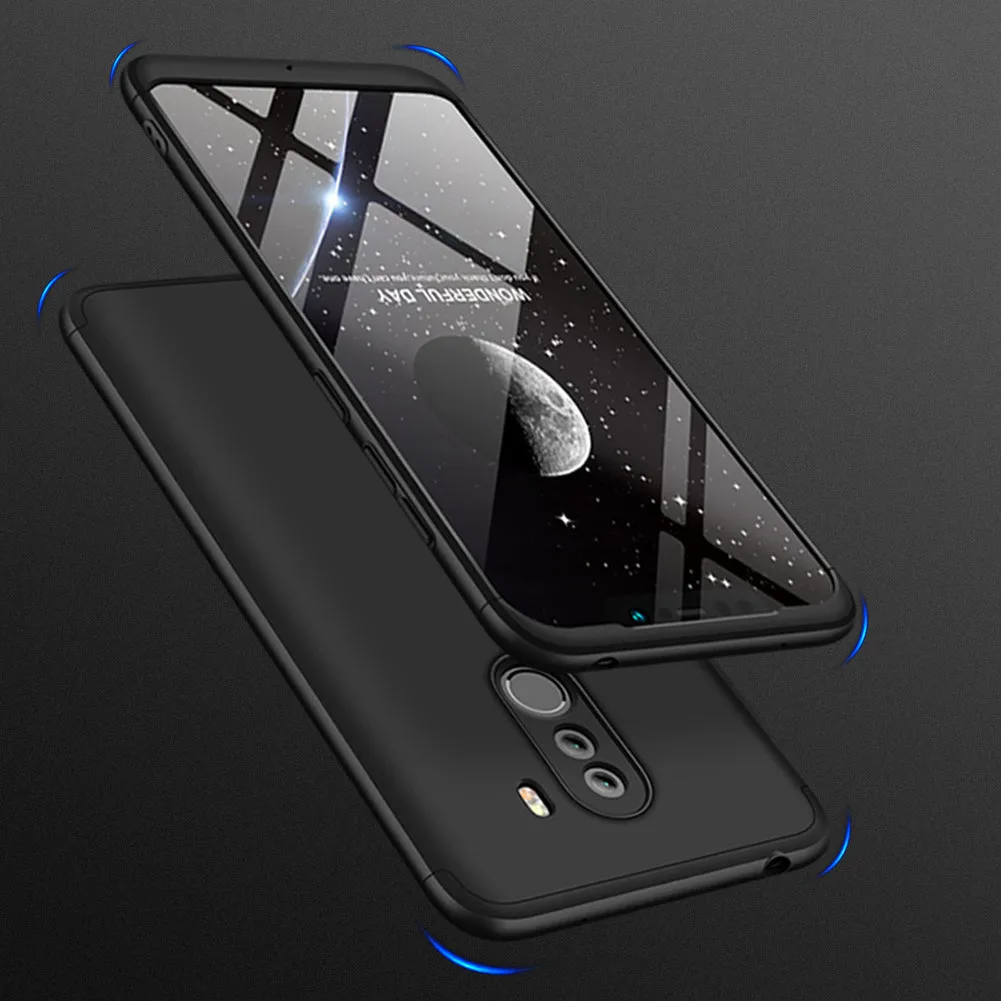 For XIAOMI Pocophone F1 Ultra Slim PC Back Cover Non-slip Shockproof 360 Degree Full Protective Case Red black red