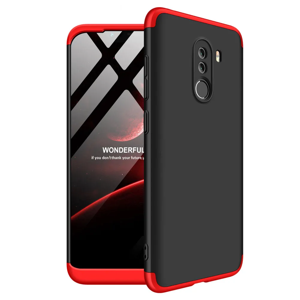 For XIAOMI Pocophone F1 Ultra Slim PC Back Cover Non-slip Shockproof 360 Degree Full Protective Case Red black red