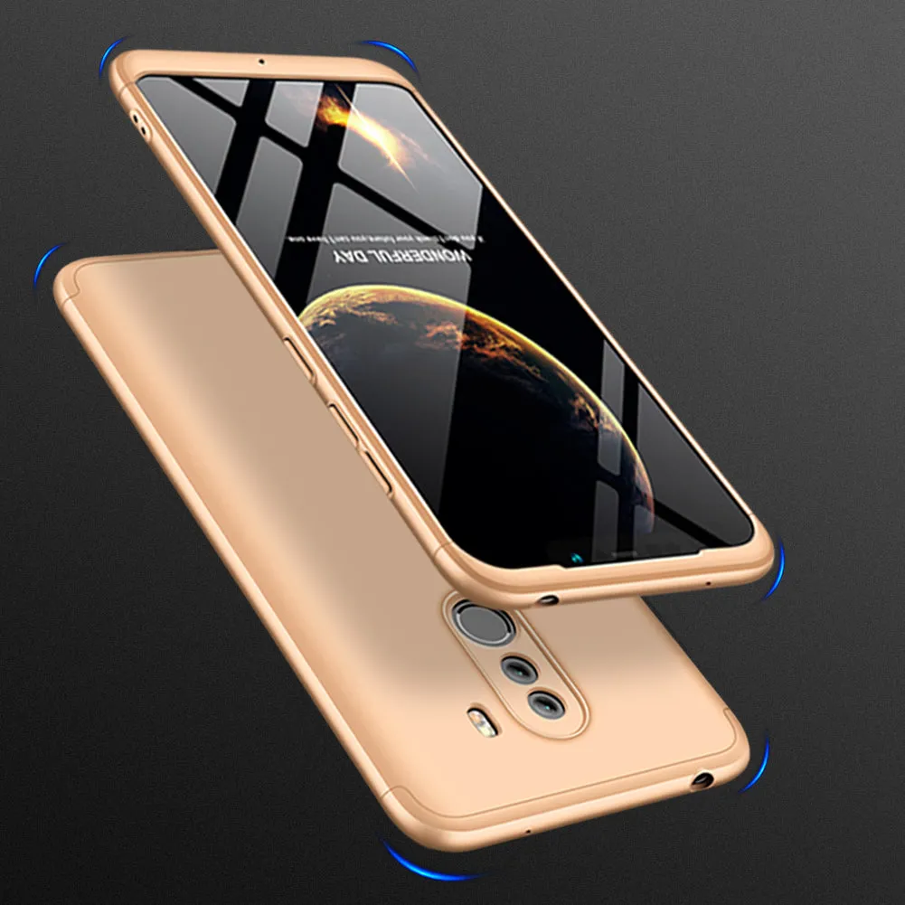 For XIAOMI Pocophone F1 Ultra Slim PC Back Cover Non-slip Shockproof 360 Degree Full Protective Case Rose gold