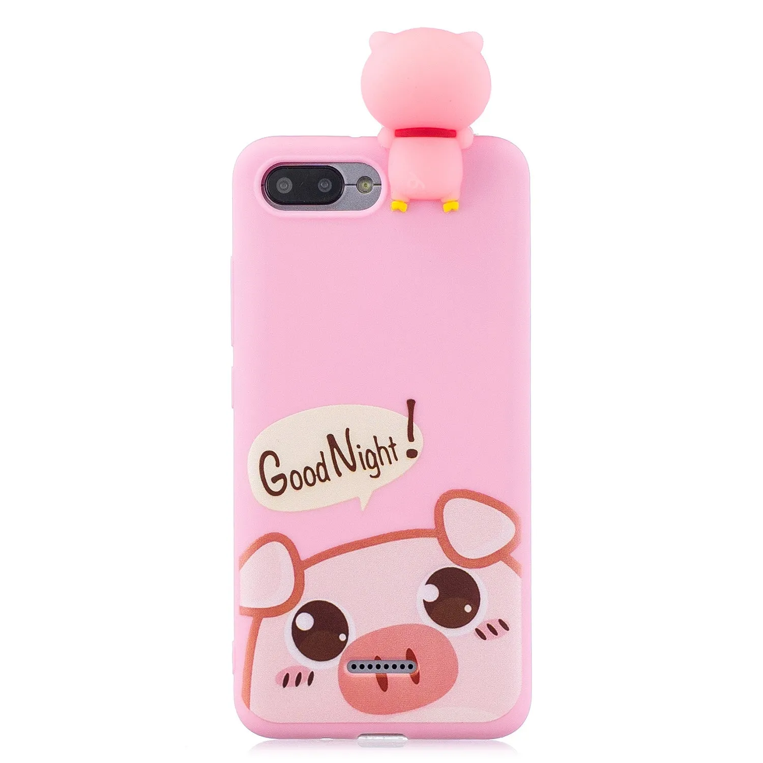 For XIAOMI Redmi 6A 3D Cartoon Lovely Coloured Painted Soft TPU Back Cover Non-slip Shockproof Full Protective Case red