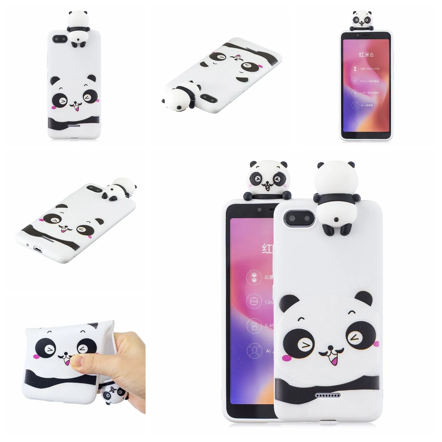 For XIAOMI Redmi 6A 3D Cartoon Lovely Coloured Painted Soft TPU Back Cover Non-slip Shockproof Full Protective Case sapphire