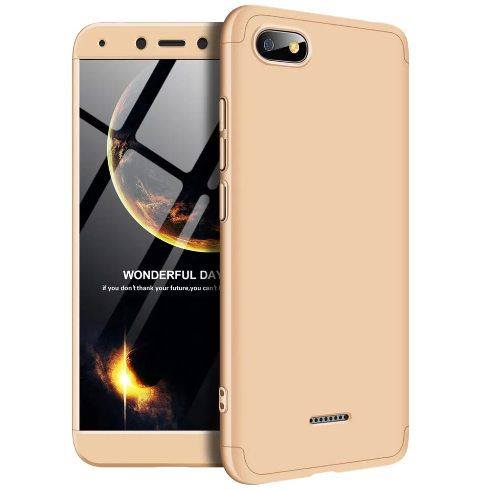 For XIAOMI Redmi 6A Ultra Slim PC Back Cover Non-slip Shockproof 360 Degree Full Protective Case  gold_XIAOMI Redmi 6A