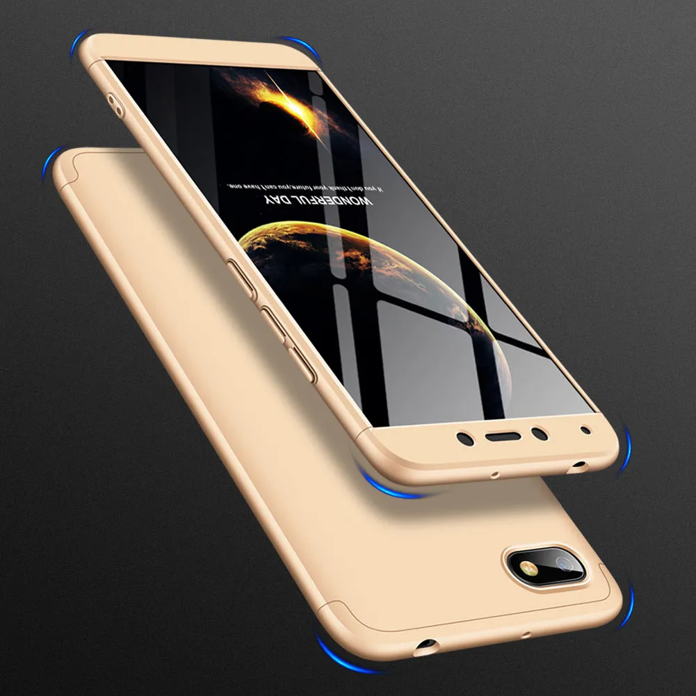 For XIAOMI Redmi 6A Ultra Slim PC Back Cover Non-slip Shockproof 360 Degree Full Protective Case  gold_XIAOMI Redmi 6A