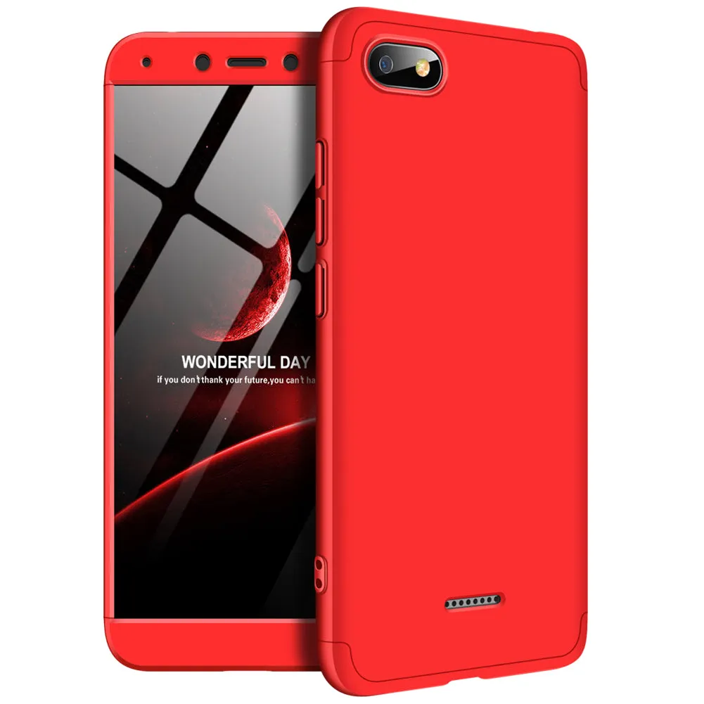 For XIAOMI Redmi 6A Ultra Slim PC Back Cover Non-slip Shockproof 360 Degree Full Protective Case red_XIAOMI Redmi 6A