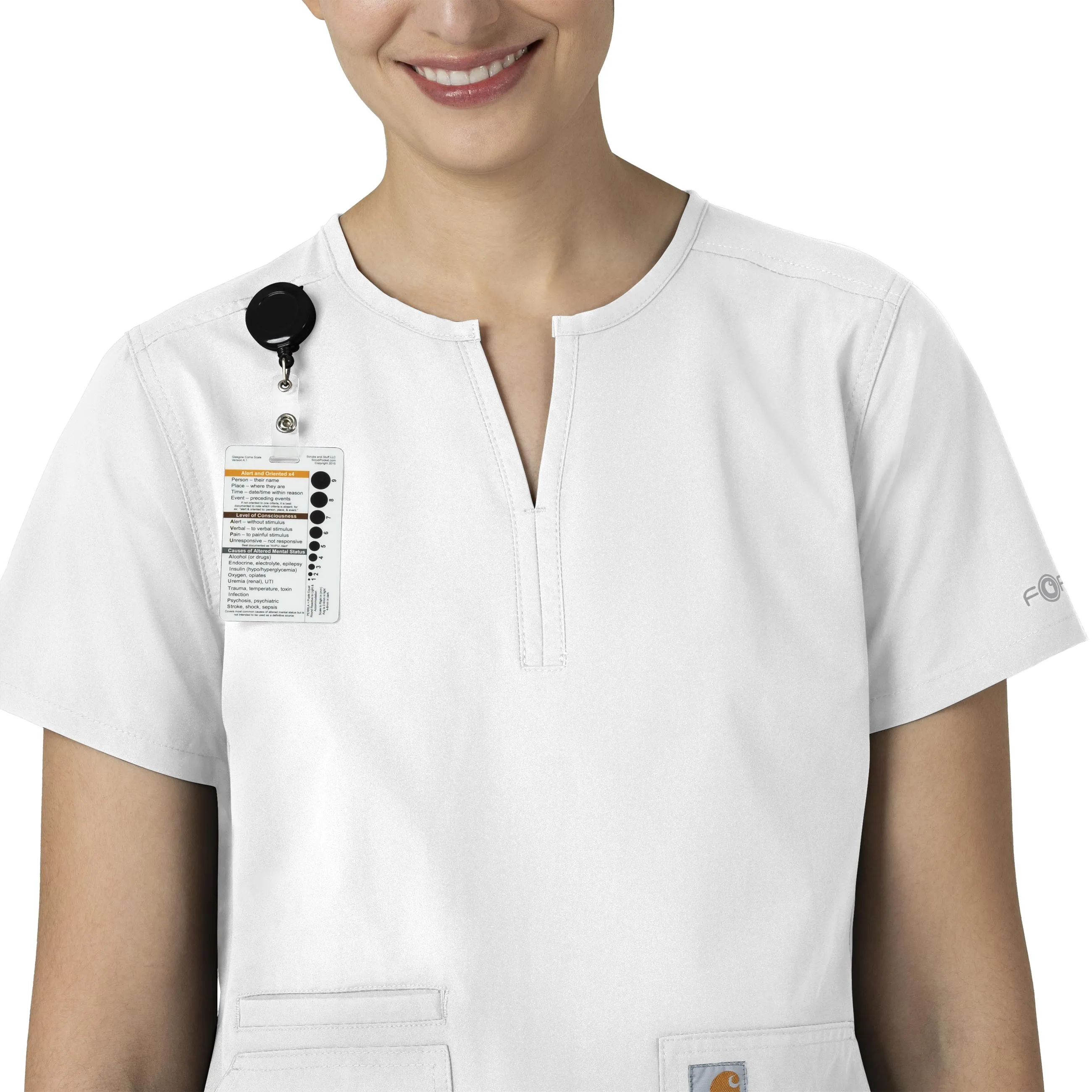 Force Essentials C12213 Notch Neck Tunic Scrub Top White