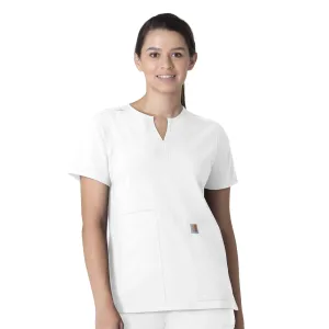 Force Essentials C12213 Notch Neck Tunic Scrub Top White
