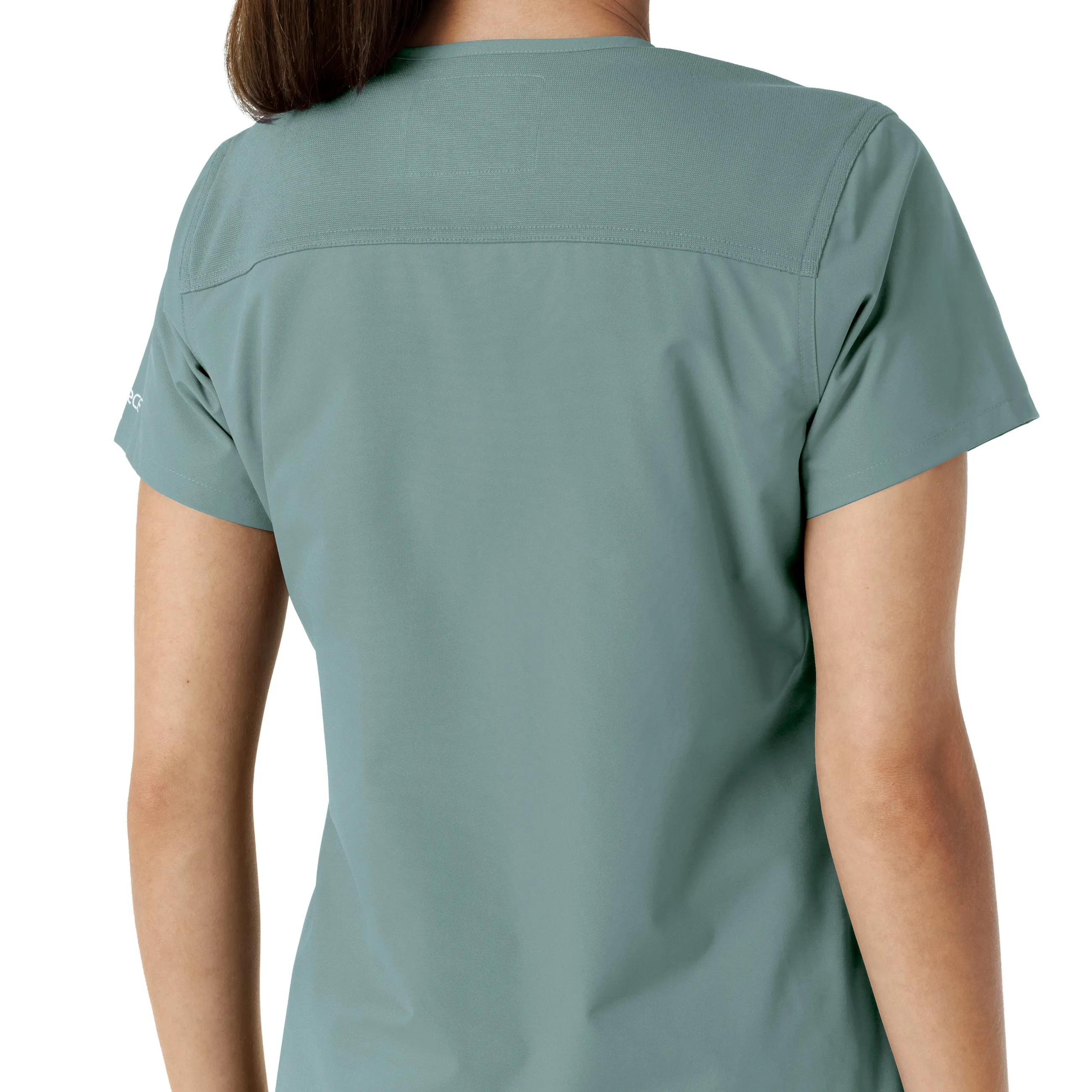 Force Essentials C12313 V-Neck Knit Panel Scrub Top Summer Blue