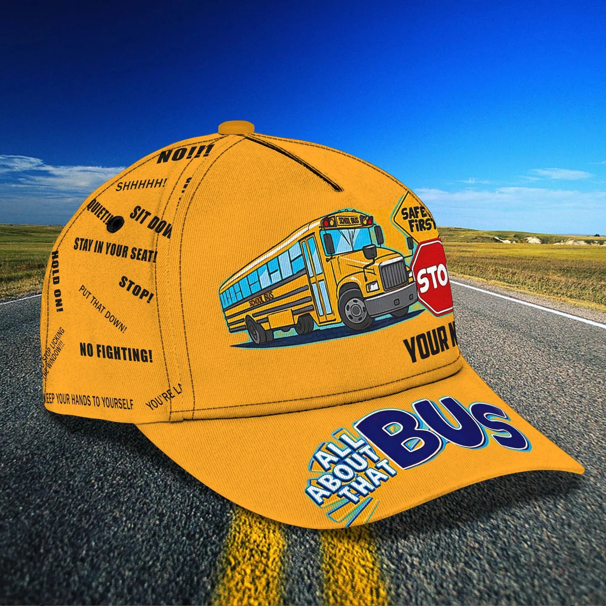 Funny School Bus - Personalized Name Cap 12