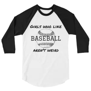Girls Who Like Baseball 3/4 sleeve raglan shirt