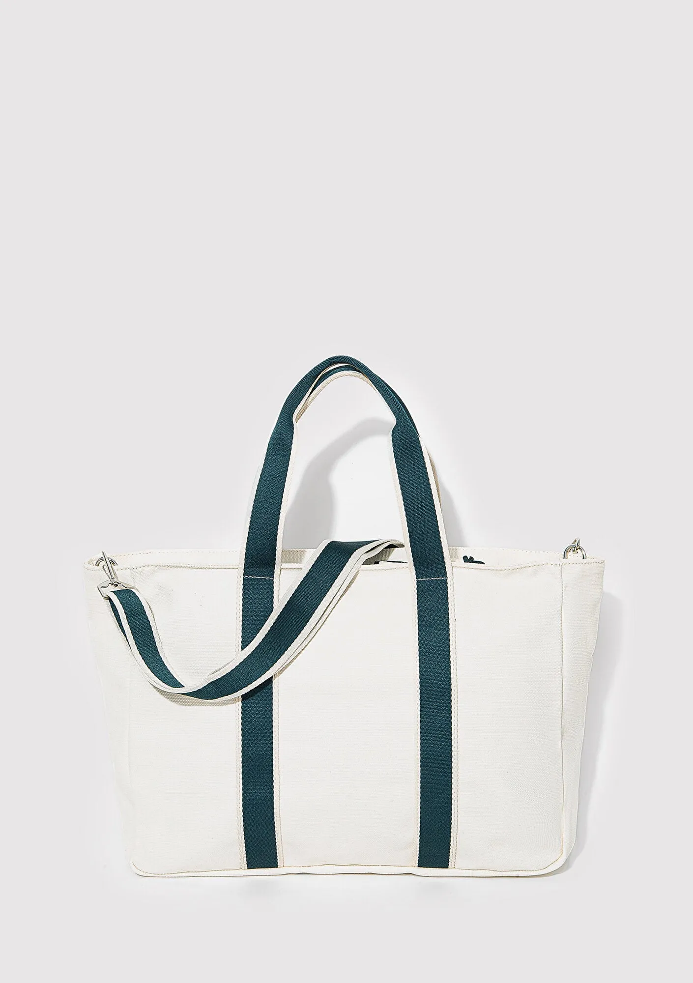 Green Detailed White Shoulder Bag