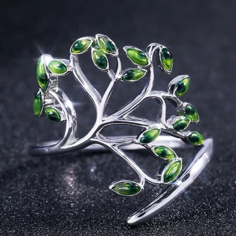Green Tree Cocktail Ring Party Anniverssary For Women Jewelry