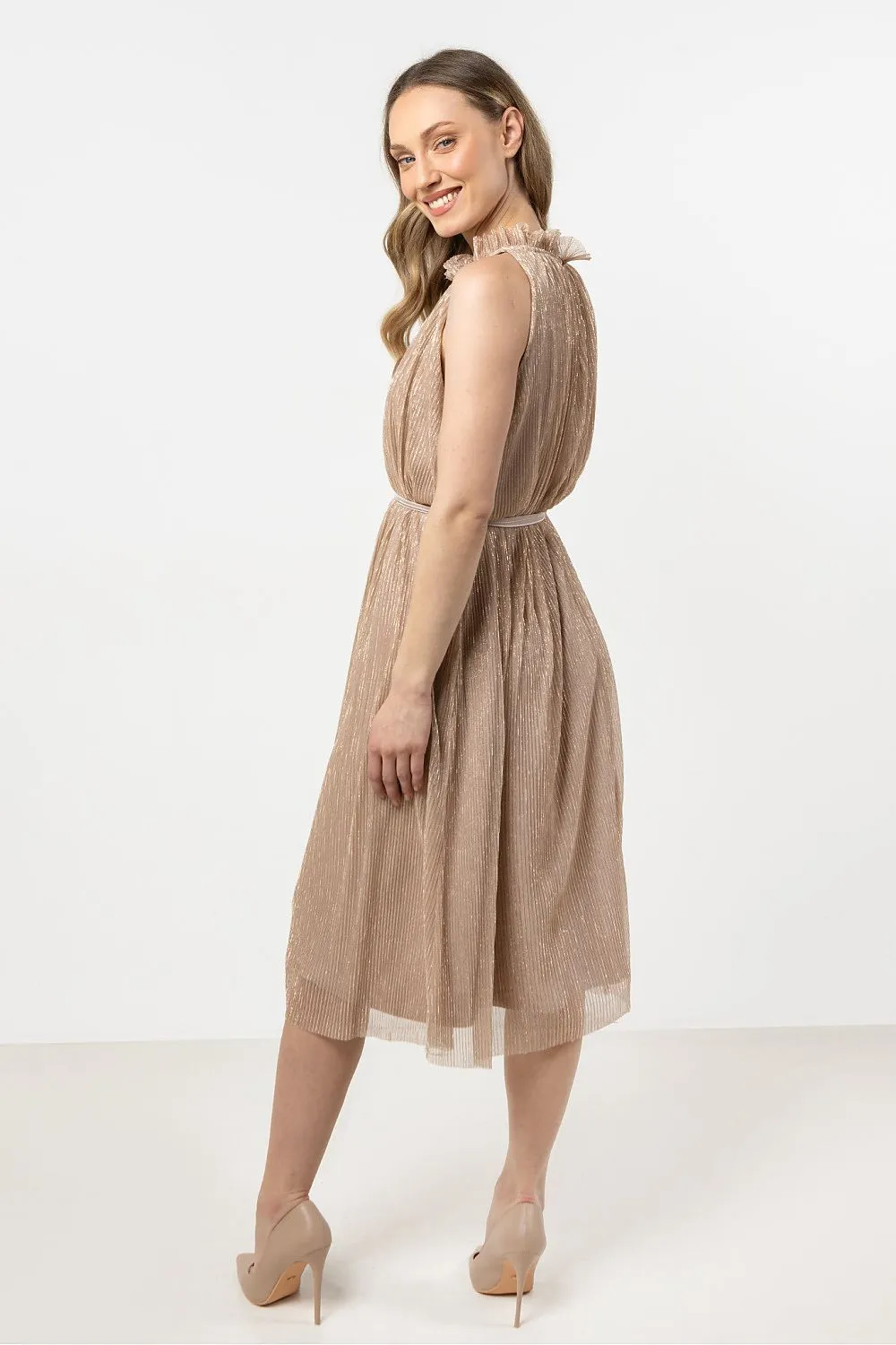 Halter neck satin lining short evening dress