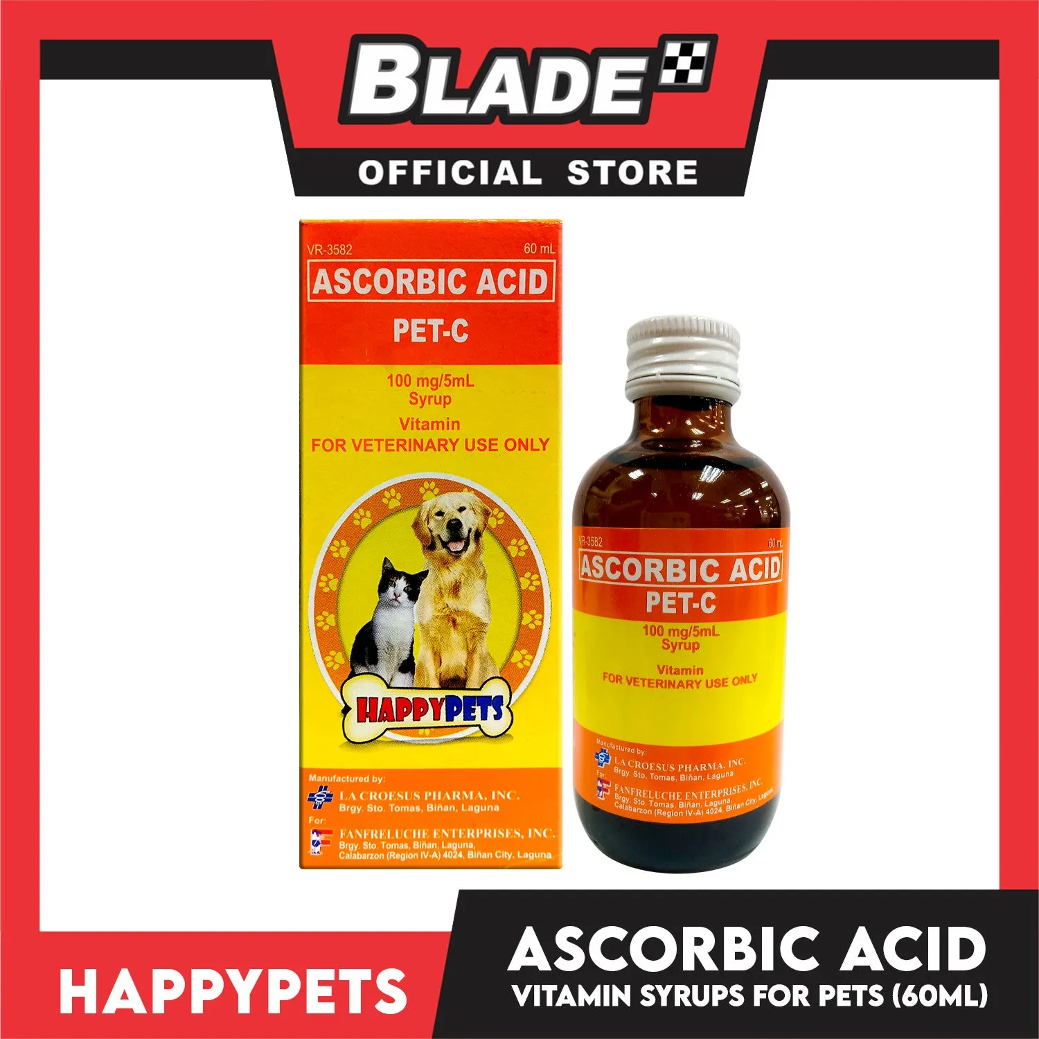 Happy Pets Vitamin C Pet-C Syrup 60ml for Dogs and Cats