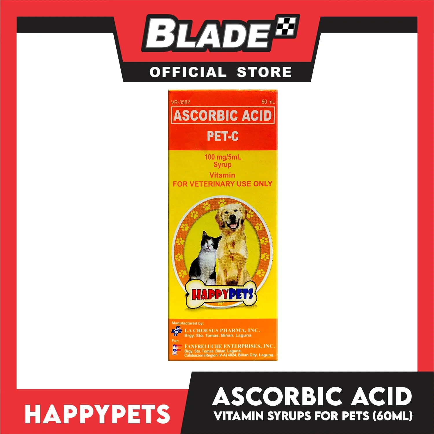 Happy Pets Vitamin C Pet-C Syrup 60ml for Dogs and Cats