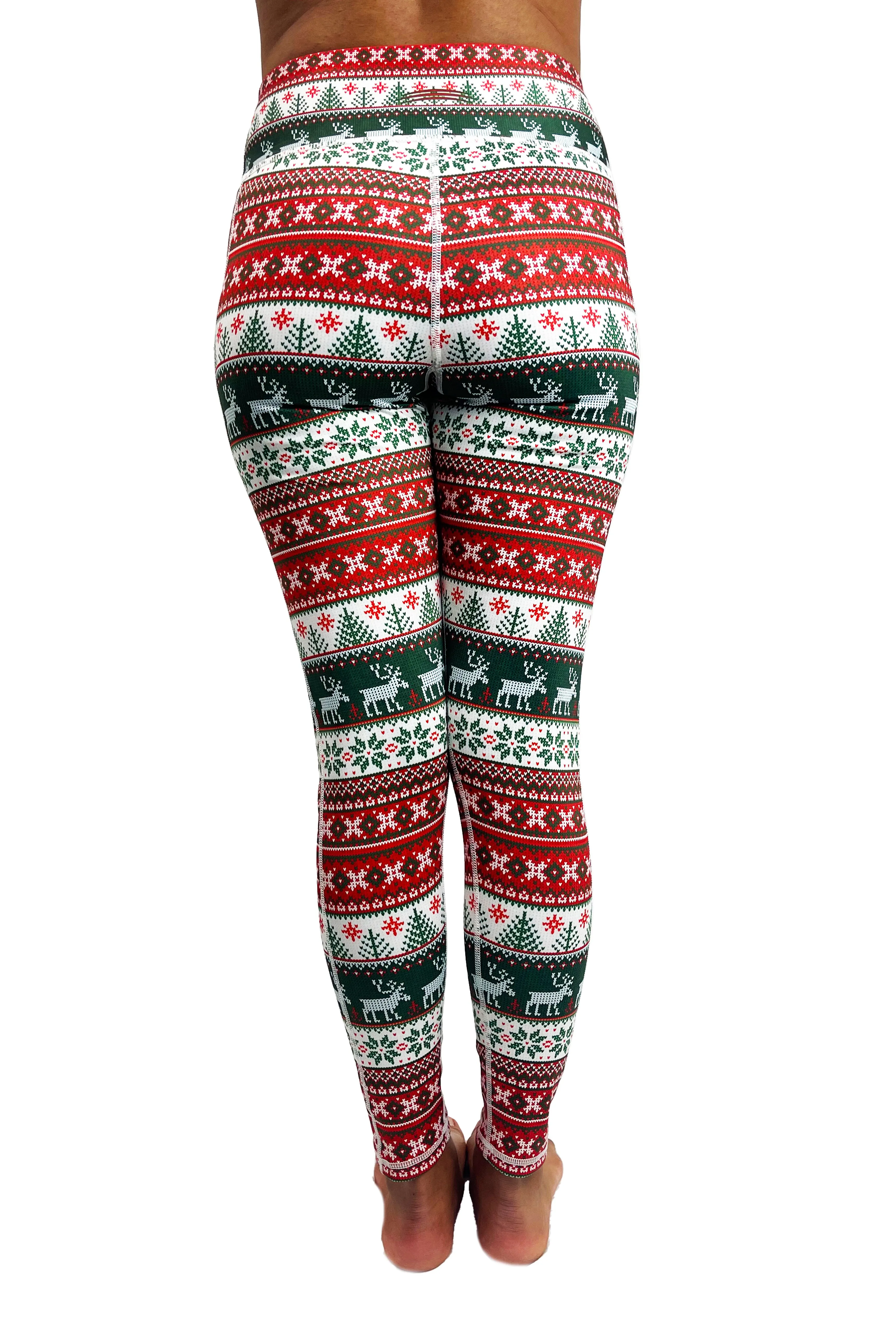 HC -Holiday Sweater Pattern Cell Phone Pocket Legging / Green & Red - FINAL SALE