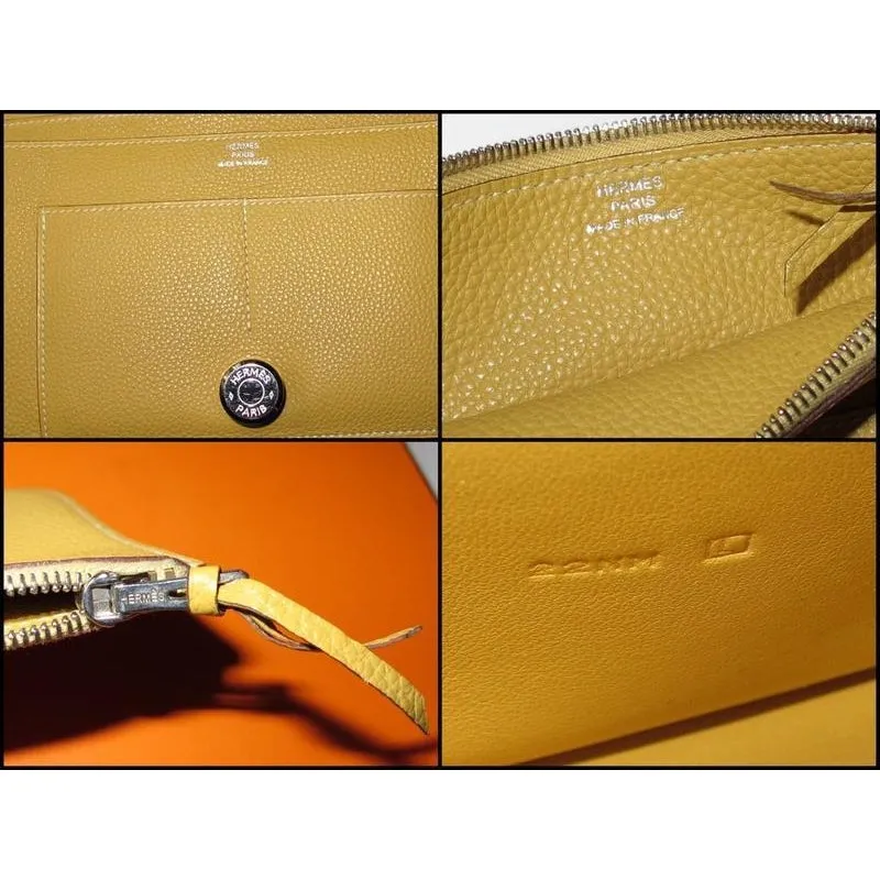 Hermes 2008 Curry Dogon @ Zip Pouch Wallet GM Box!
