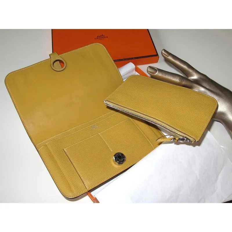 Hermes 2008 Curry Dogon @ Zip Pouch Wallet GM Box!