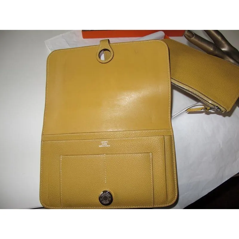 Hermes 2008 Curry Dogon @ Zip Pouch Wallet GM Box!