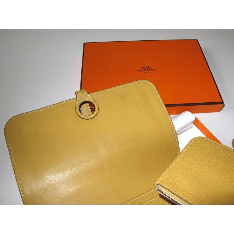 Hermes 2008 Curry Dogon @ Zip Pouch Wallet GM Box!