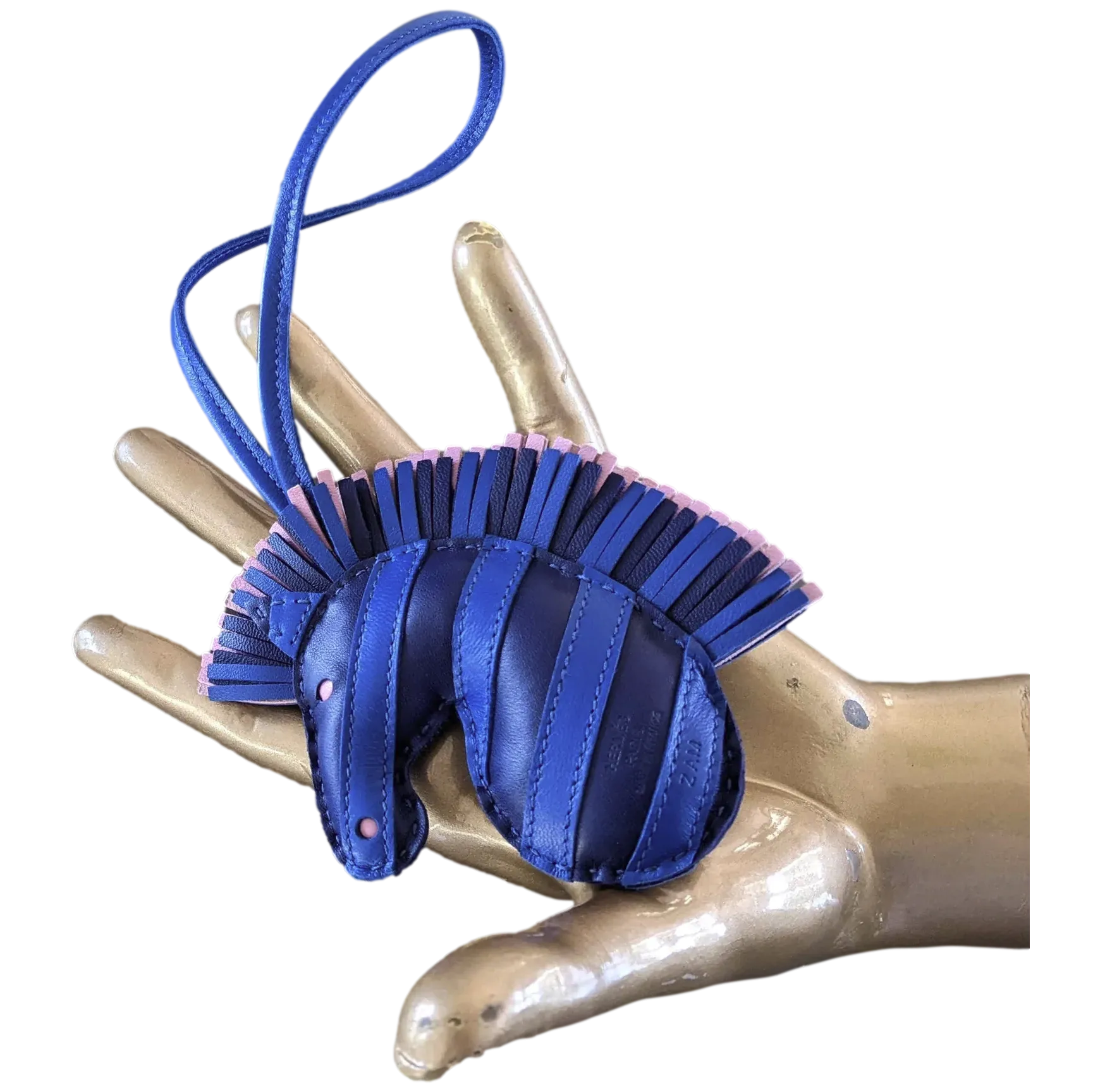 Hermes Bleu/Bleu/Rose Accessoire de Sac "Geegee Savannah" Bag Charm, New!