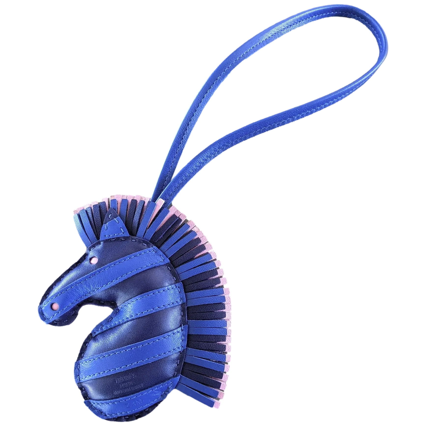 Hermes Bleu/Bleu/Rose Accessoire de Sac "Geegee Savannah" Bag Charm, New!