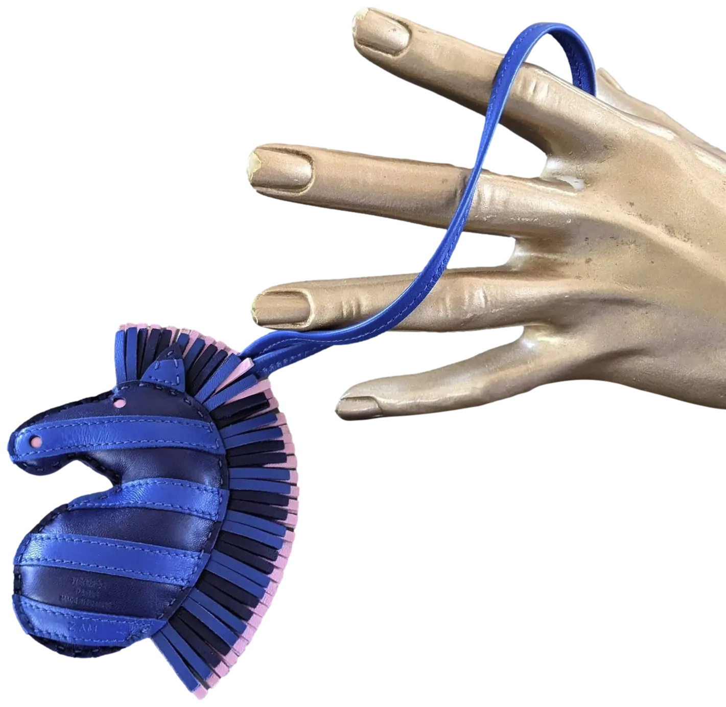 Hermes Bleu/Bleu/Rose Accessoire de Sac "Geegee Savannah" Bag Charm, New!